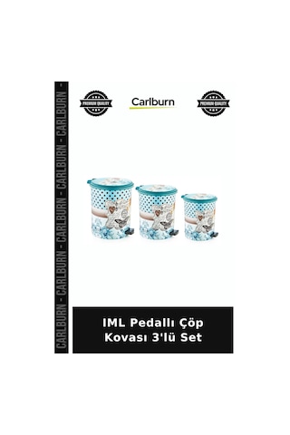 Premium Iml Pedallı Çöp Kovası 3'lü Set Mutfak İş Yeri Büro