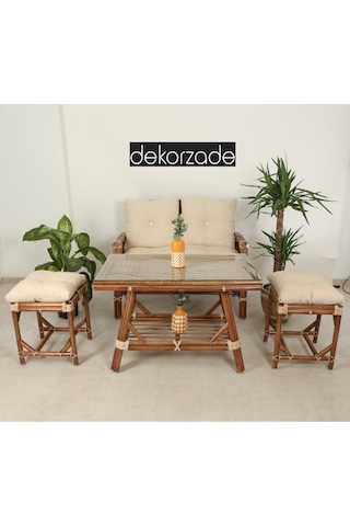 Dekorzade 4 Kişilik Balkon Bahçe Teras Masa Takımı Oturma Grubu Balkon Takımı Balkon Mobilyası Bahçe Mobilyası Kahverengi
