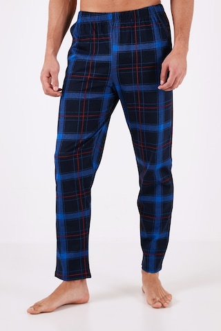 Buratti Ekoseli Pamuklu Regular Fit Kısa Kollu Erkek Pijama Takımı 6572006 Lacivert-Saks