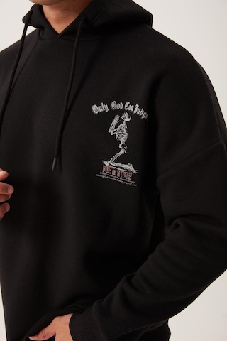 Polostate Erkek Ön Arka Age Of State Baskılı Sweatshirt Siyah