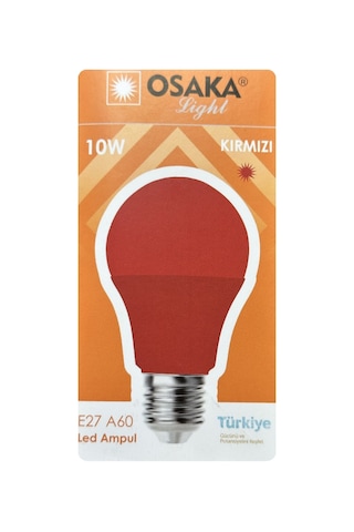 10 Adet Osaka 10w Kırmızı Işık E27 Duylu Kalın Duy Led Ampul
