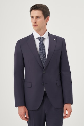 Morven Erkek Lacivert Yünlü 8-drop Trend Çizgili Slim Fit Sivri Yaka Takım Elbise 25mc001081200 Lacivert
