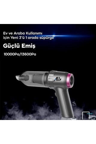 Gajeena 16000pa Süper Emme Gücü Kablosuz El Fırçası Motorlu 2 Seviye Ayarlanabilir Süpürge, Blower Ve Şişirici Fonksiyonlu Minyatür Araç Süpürgesi