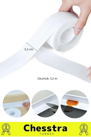 Özel Üretim Lavabo Tezgah Klozet Banyo Pencere Duş İzolasyon 3.2m Su Geçirmez Sızdırmaz Bant 1 Adet