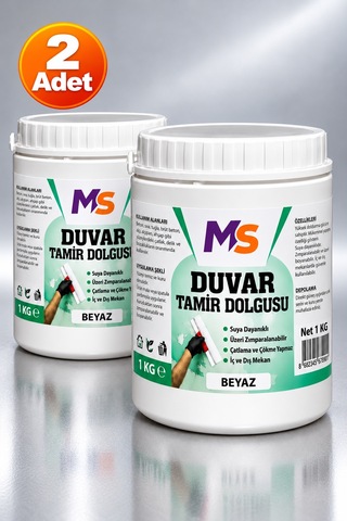 2 Adet Hazır Duvar Tamir Dolgusu 1 Kg Macunu Zemin Alçı Sıva Derin Boşluk Doldurucu Çatlak Onarıcı