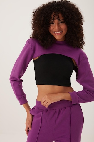 Quhox Kadın Oversize Crop Mor