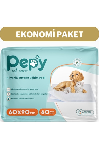 Pepy Pet Care Kaydırmaz Hijyenik Tuvalet Eğitim Pedi 2 x 30'lu 60 x 90 CM