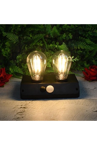 Solar Dış Mekan Sensörlü Solar İkili Led Ampul Lamba Duvar Lambası Çevre Dostu Vintage Aydınlatma