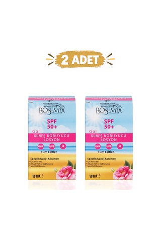 Rosemix - 349 - - Gül Yağlı Güneş Koruyucu Losyon +50 Spf + - 2 Adetlik - Shophnrl - Set Ürün