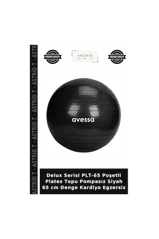 Delux Serisi Plt-65 Poşetli Plates Topu Pompasız Siyah 65 Cm Denge Kardiyo Egzersiz