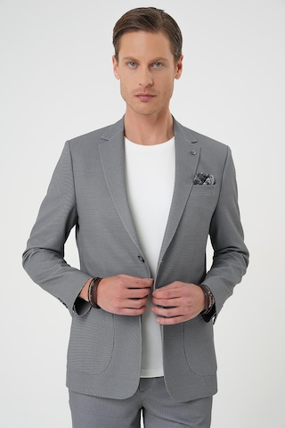Efor Comfort Fit Mono Yaka Çift Yırtmaç Torba Cep Kendinden Desenli Casual Siyah Ceket C 705 Siyah