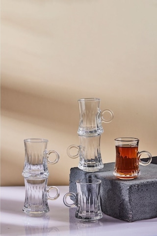 Perotti Giancarlo 11873 Kulplu Çay Bardağı 6'lı Şeffaf