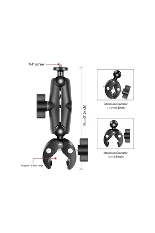 Teltree Pu909b Abs+alüminyum Allyuminiyum Kraba Klembi, 360 Döner İki Top Kafa, Maks. 500g Yük Kapasitesi