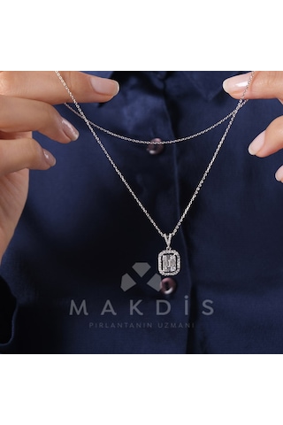 0.50 Karat Baget Pırlanta Kolye - Hrd Sertifikalı 32632736