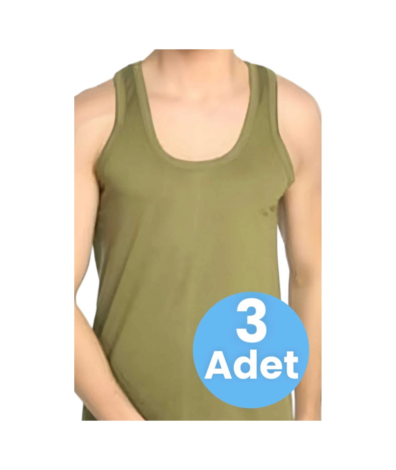 Tezzgelsin Erkek Pamuklu 3'lü Atlet Asker Atleti Asker Çamaşırı Yeşil