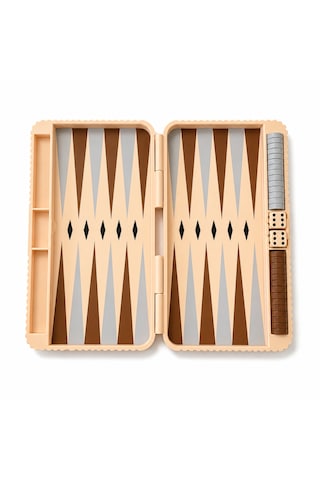 Katlanabilir Tavla Seti 25x22 Cm Kahverengi Krem Seyahat Tavlası Zar Ve Pullar Dahil Taşınabilir Mini Tavla Oyunu