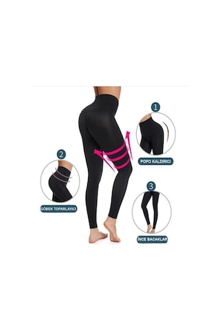 Kadın Yüksek Bel Toparlayıcı Sıkılaştırıcı Ağraflı Korse Tayt 3 Kademeli Korse Tayt SiYAH