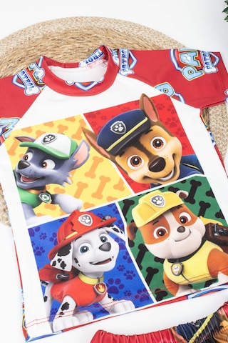 Erkek Çocuk Paw Petrol Baskılı Boneli Mayo-6429-kırmızı Kırmızı