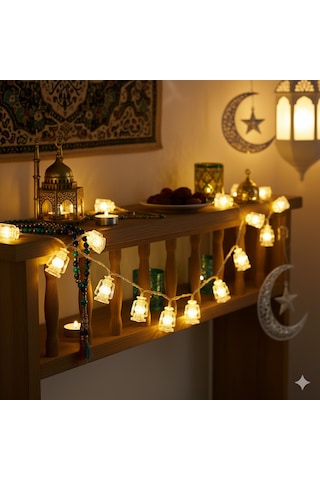Led Işık Ramazan Temalı Pilli Sarkıt Gün Işığı 20'li Dekoratif Aydınlatma Diğer