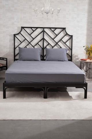 Kaay Premium Lastikli Çarşaf Dahil Nevresim Takımı 200x220 Çift Kişilik Antrasit