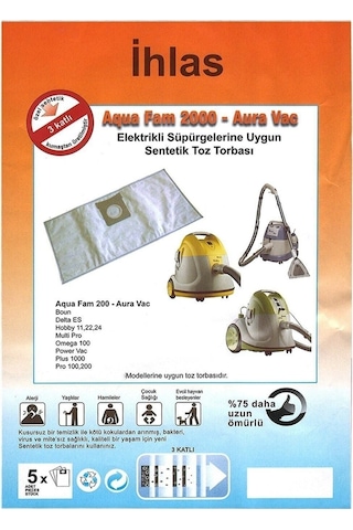 Magic Bags Ihlas Uyumlu Aura Aqua Vac Multi Pro Halı Yıkamalı Süpürge Torbası Bez 5'li Paket