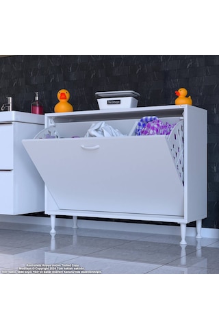 Modilayn Söke 100x75x32,5 Cm Lik Ekstra Büyük 3 Çamaşır Sepet Hazneli Dolap Banyonuzun Yeni Gözdesi Beyaz