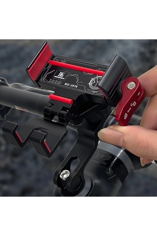 Xuweiwei 360 Derece Dönebilir Bisiklet Telefon Tutucu Kırmızı Aksanlı Hızlı Çıkarılabilir Ayarlanabilir Red Stem Sabit Kelepçe -