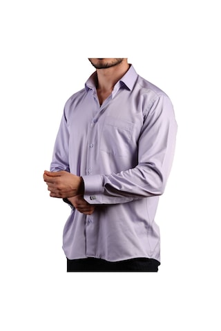Dicotto Lila Büyük Beden Rahat Kesim Micro Kumaş Kol Düğmeli Regular Fit Erkek Gömlek - 190-3 001