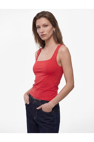 Koton Slim Fit Yuvarlak Yaka Kolsuz Top Kırmızı 6sak10291ek