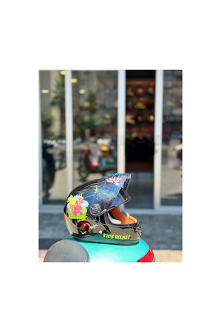 Çocuk Kaskı Ece 22.06 Sertifikalı / Fullface Kask / Ekstra Hafif Ve Konforlu Siyah