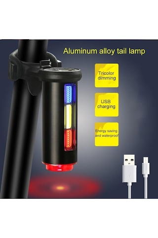 Forte GT Bisiklet USB şarj edilebilir 360 derece LED uyarı Arka ışığı Xbyc 6162 Siyah