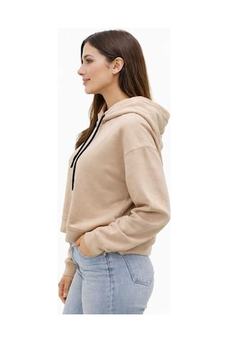 Bebuy Kapşonlu Sweatshirt Bej