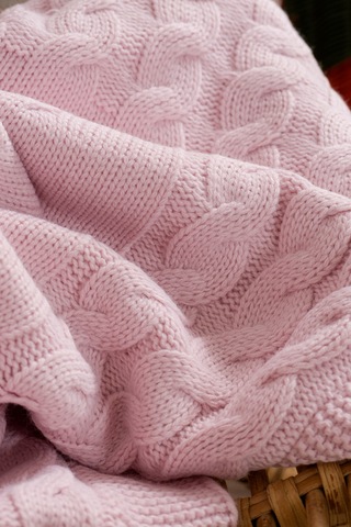 Toffy Toz Pembe Örgü Bebek Battaniyesi 100x100 Pembe