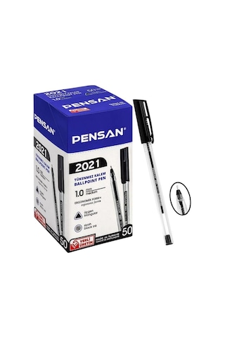 Pensan 2021 Siyah Tükenmez Kalem Şeffaf Üçgen Gövde 1.0 Mm 1 Adet