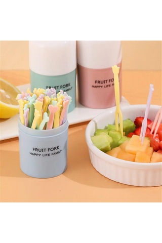 50 Adet/takım Meyve Çatalı Kek Tatlı Yiyecek Meyve Toplama Çocuk Aperatif Mini Parti Festivali Sofra Dekorasyon Plastik Kürdan Yeşil