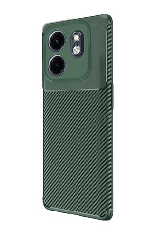 İnfinix Smart 9 Kılıf Auto Focus Karbon Kapak - Koyu Yeşil