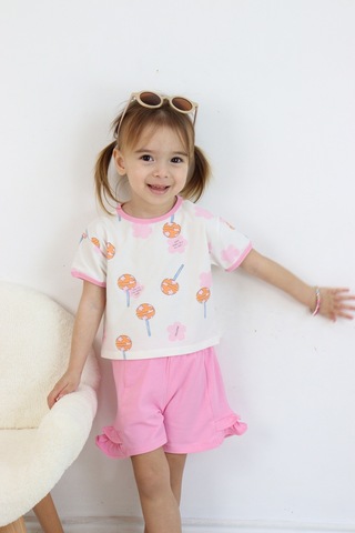 Harika Kids Kız Çocuk Lolipop Baskılı Şortlu İkili Takım 001