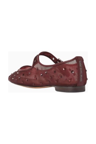Sam Edelman Michaela Bordo Kristal Işlemeli, Mesh Kare Burun Tokalı Mary Jane Kadın Ayakkabı