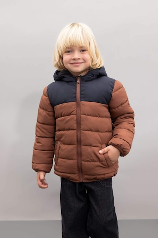 Defacto Erkek Bebek Su İtici Polar Astarlı Blok Renk Desenli Kapüşonlu Şişme Mont A2215A524AUBN349 Kahve