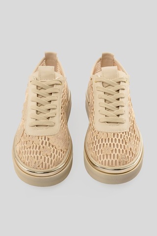 Mubiano Kadın Sneaker Çiçek İşlemeli File Detaylı Nerolia Bej Bej