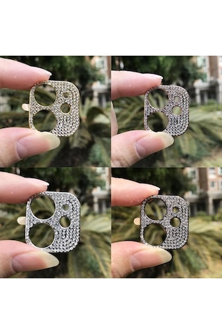Ally Apple Uyumlu iPhone 12 Mini Arka Kamera Taş İşlemeli Lens Koruyucu Rose