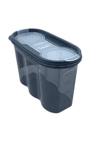 2 Kapaklı Ölçekli Erzak Saklama Kabı - 1,2 Litre Şeffaf