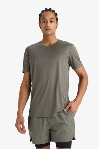 Defacto Defactofit Slim Fit Dar Kesim Bisiklet Yaka Çabuk Kuruyan Nefes Alabilen Esnek Kumaş Baskılı Sporcu Kısa Kollu Tişört E9318ax25aukh398 Haki