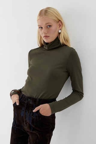 Balıkçı Yaka Uzun Kollu Body Haki Haki