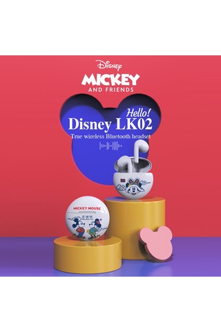 Lemestar Disney Lk02 Bt5.1 Hıfı Spor Kulaklıkları - Mickey Tasarım, Type-c Şarj Kutusu Ve Mikrofonlu İç Kulak Tws Kulaklıklar Beyaz