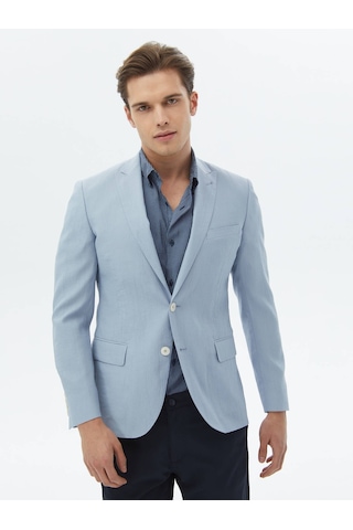 Kip Açık Mavi Düz Slim Fit Ceket 001