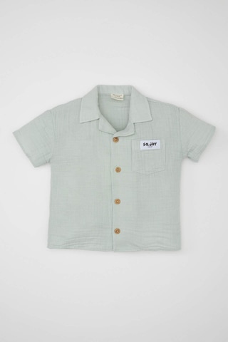 Defacto Erkek Bebek Apaş Yaka Müslin Kısa Kollu Gömlek D1874A524SMBE174 Mavi