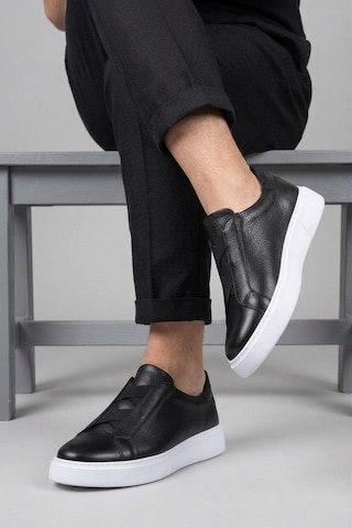Mariotto Pisagor Ps-586 Erkek Hakiki Deri Sneakers Spor Ayakkkabı Siyah - Beyaz
