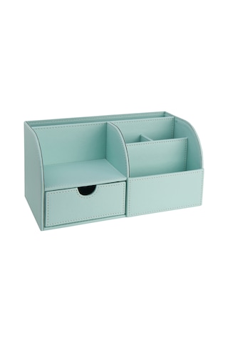 Masaüstü Düzenleyici,kalemlik,kumandalık,küpbloknotluk,tabletlik,kitaplık,6 Gözlü,çekmeceli,desktop Organizer,vegan,24,5 13 12 Su Yeşili