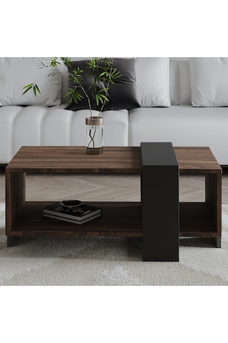 Meleni Orta Sehpa 90 Cm Modern Tasarım Raflı Ceviz/antrasit